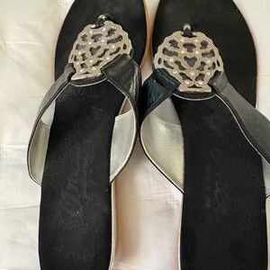 Elegant Black Sandals with Silver Accents